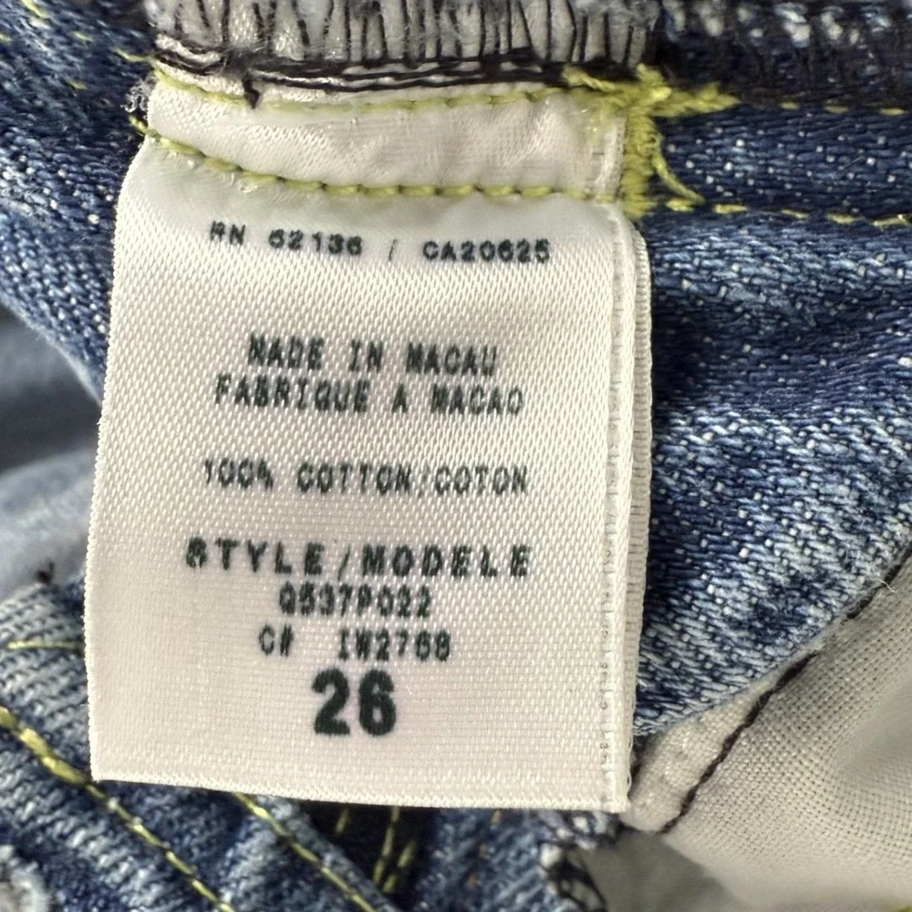 Y2K Guess Jeans Women's Size 26‎ Blue Denim Bootcut Jeans Patchwork Distressed